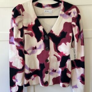 New! Nine West Small Women's Multicolor Button-Up Sweater